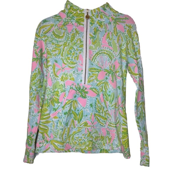 Lilly Pulitzer Skipper Half Zip Popover Coconut Jungle Small Great Gift - Picture 3 of 14